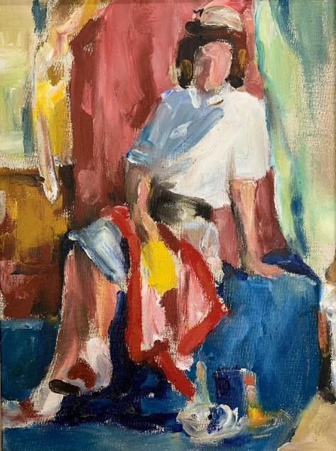 Gertrude Quastler, Woman with Colored Scarf, Oil on canvas, after 1943